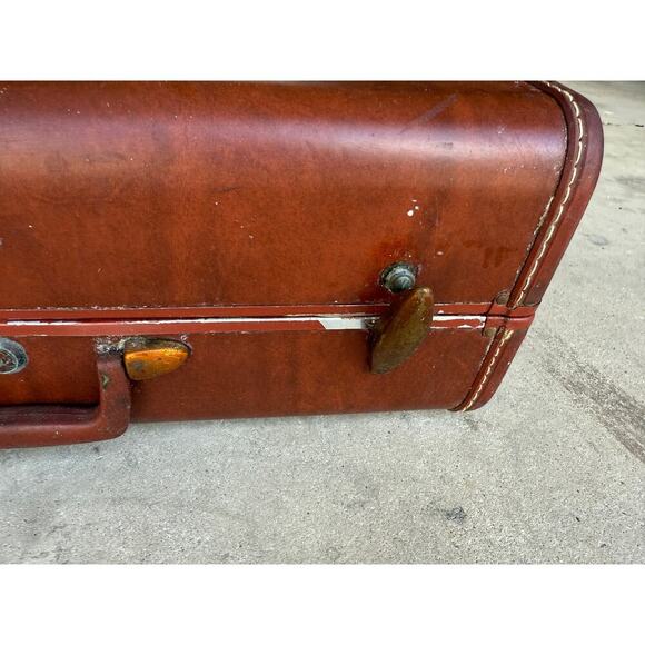 Vintage 50s Samsonite Schwayder Bros Hard Case Brown Mid-Century KLM Airline Tag - Picture 4 of 9